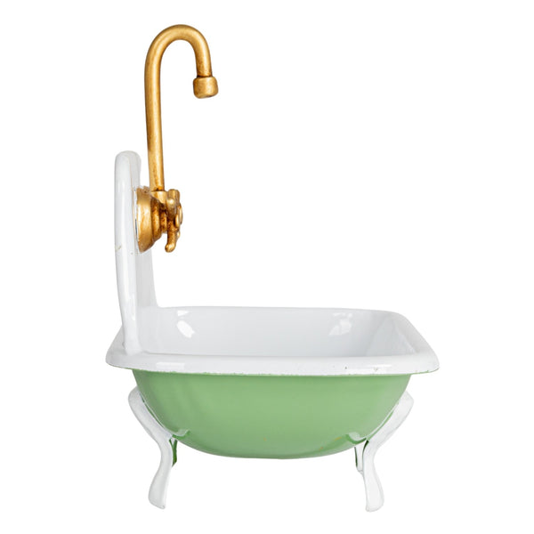 Metal Sink Soap Dish w/ Faucet, Green