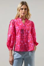 Cecy Floral Button Up Top