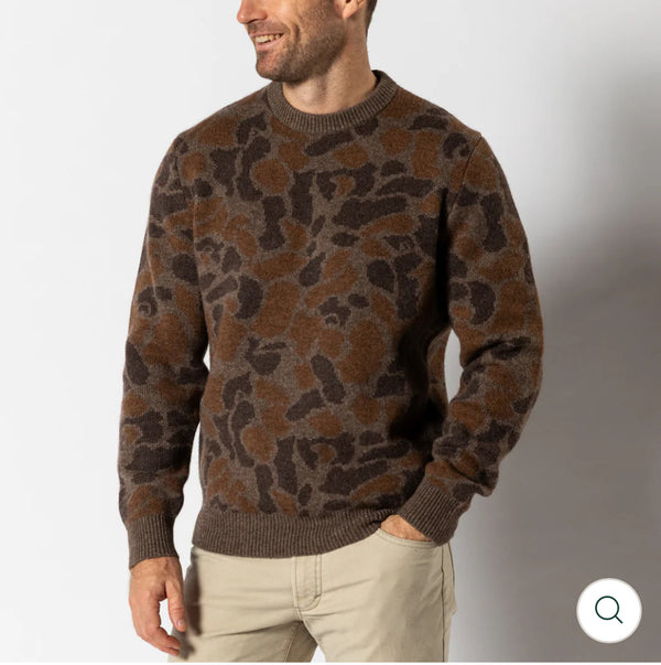 Camo Intarsia Crewneck Sweater Toasted Khaki Camo