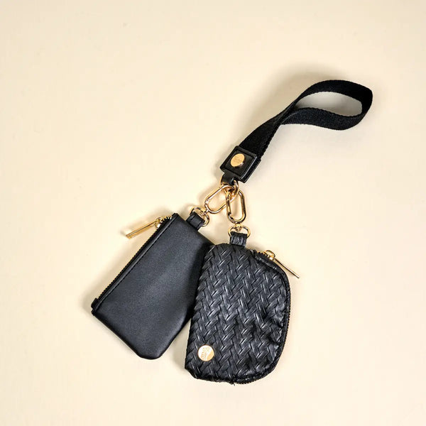 Dynamic Duo Pouch Luxe Wristlet–Black
