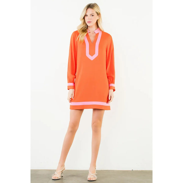 Long Sleeve Colorblocked Dress