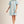 Short Aqua Puff Sleeves Shift Dress w Baroque Floral Applique