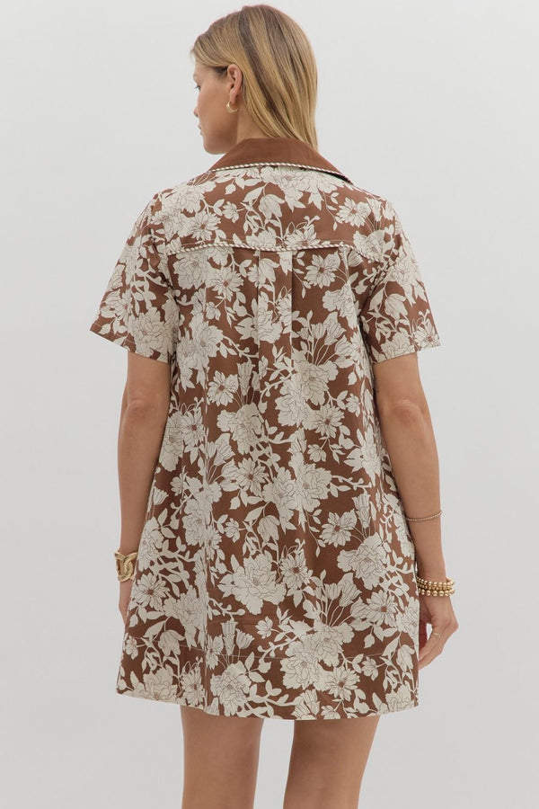 Brown Floral Mini Dress