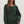 Green Knitted Round Neck Sweater w Cable Knit Sleeves