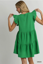 Textured Green Jacquard Dress