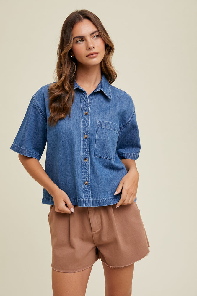 Denim Button-Up Shirt