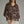 Brown Floral Print Poncho Sleeve Top w Self-Tie Front Detail