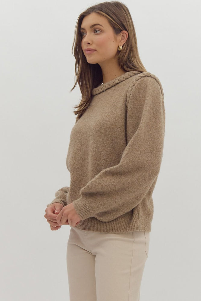 Round Neck Knit Sweater Mocha