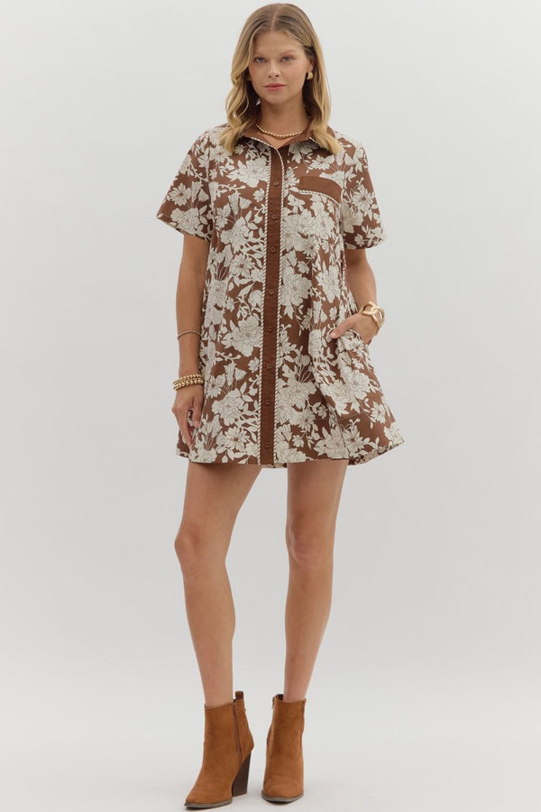 Brown Floral Mini Dress
