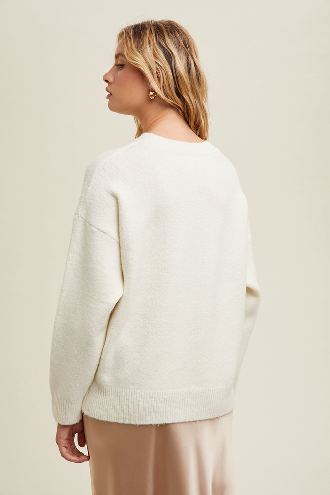 Brushed Drop Shoulder Sweater Off White