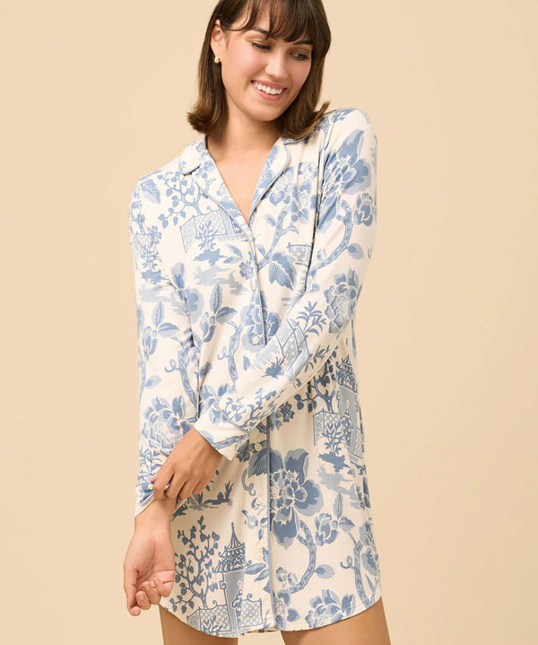 Pajama Sleep Shirt Garden Toile
