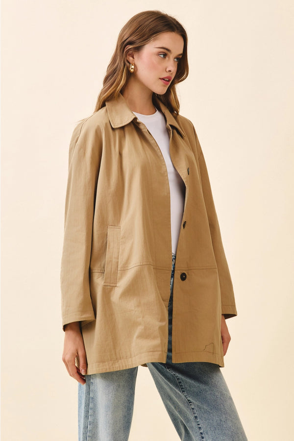 Mocha Relaxed Fit Classix Spread Collar Utility Jacket
