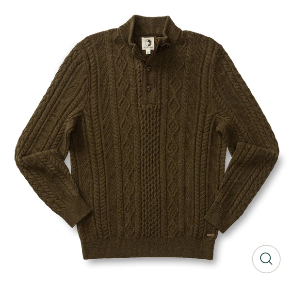 Haines 1/4 Zip Cable Knit Sweater Olive