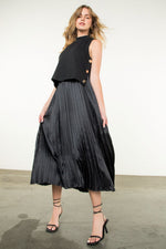 Pleated Skirt Dress - Black