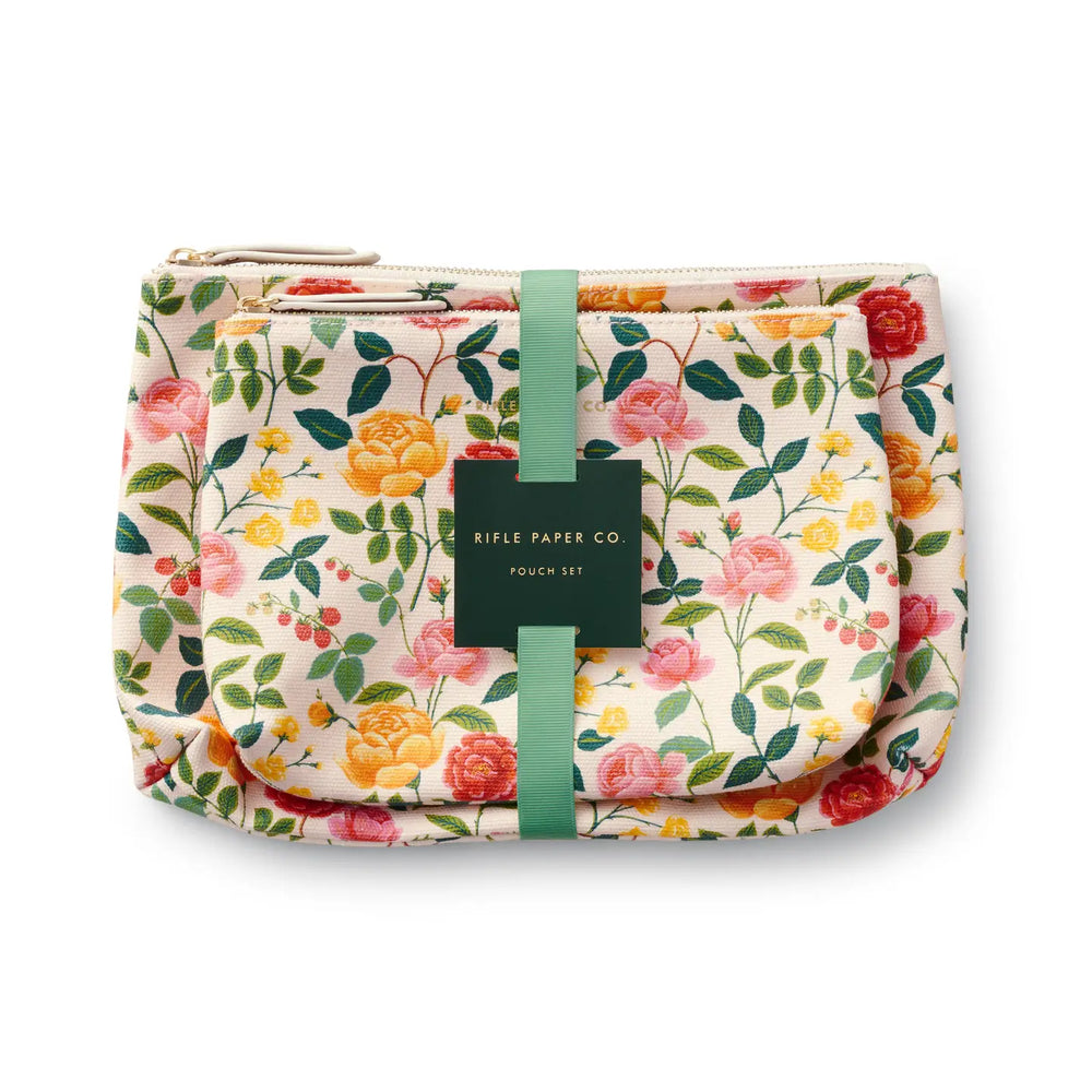 Roses Set of 2 Zippered Pouch Set