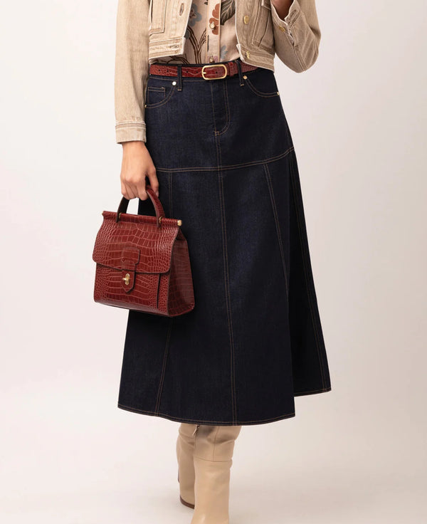 Anola Denim Midi Skirt Dark Bayou Rinse Wash
