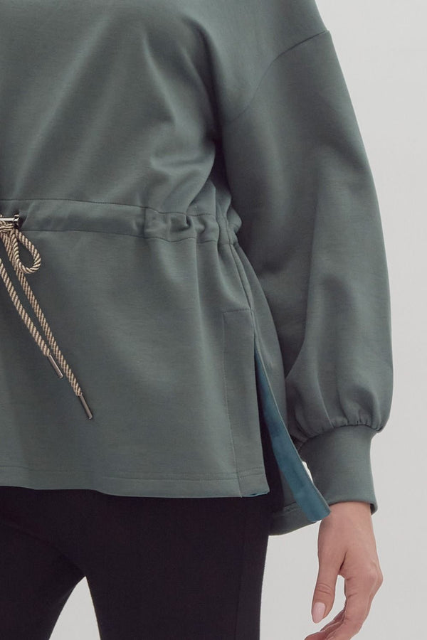 Forest Green Long Sleeve Tunic w Funnel Neck