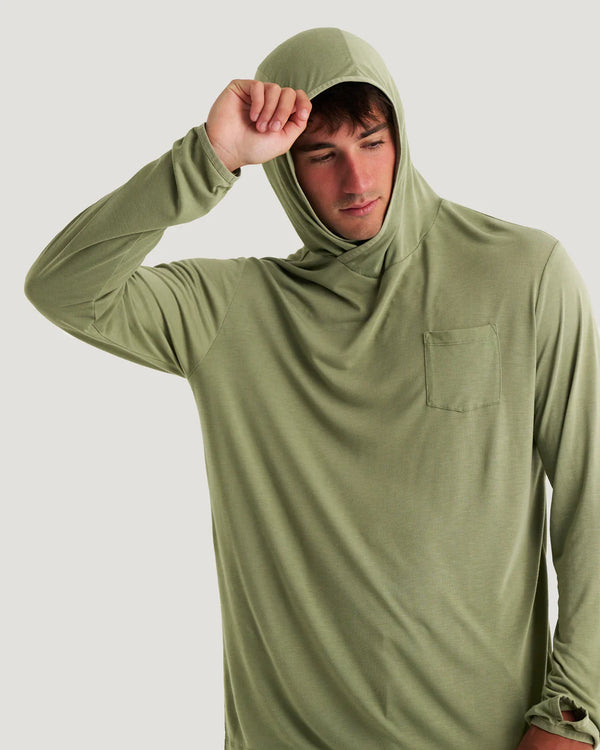 Men's Bamboo Lightweight Hoodie - Oil Green