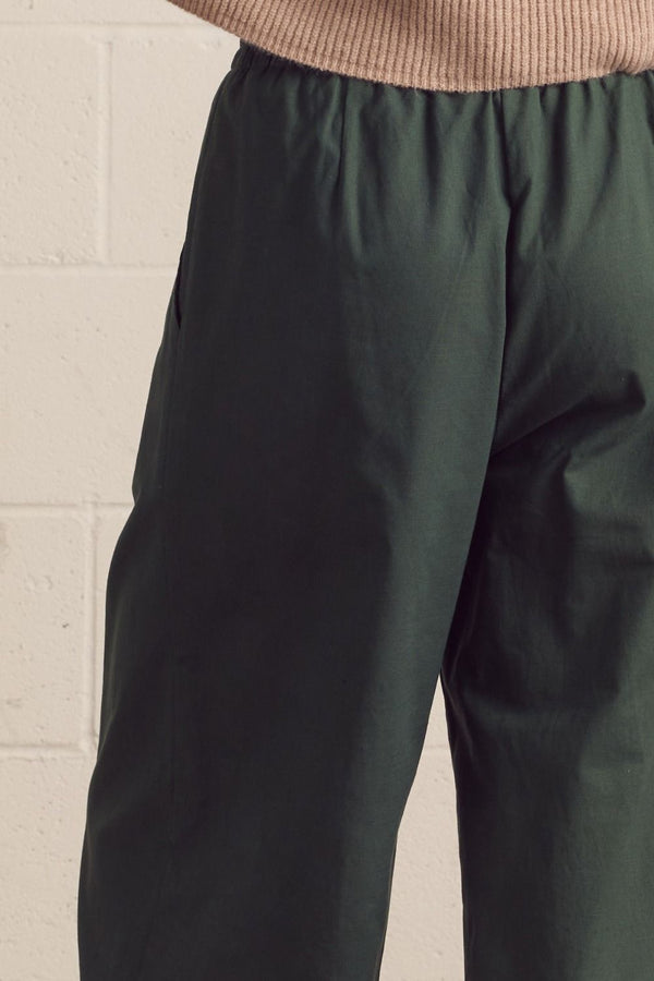 Forest Green Wide Leg Pants w Drawstring Waistband