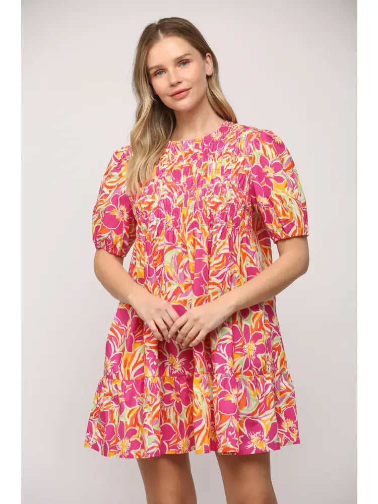 Floral Print Poplin Bodice Dress