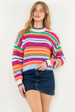 Long Sleeve Multi Color Knit Sweater