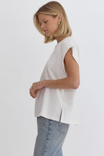 Cap sleeve top with button up back