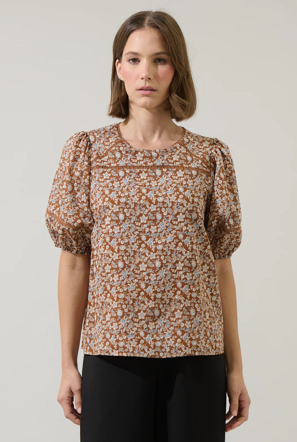 Ramsey Ditsy Mawlin Puff Sleeve Blouse