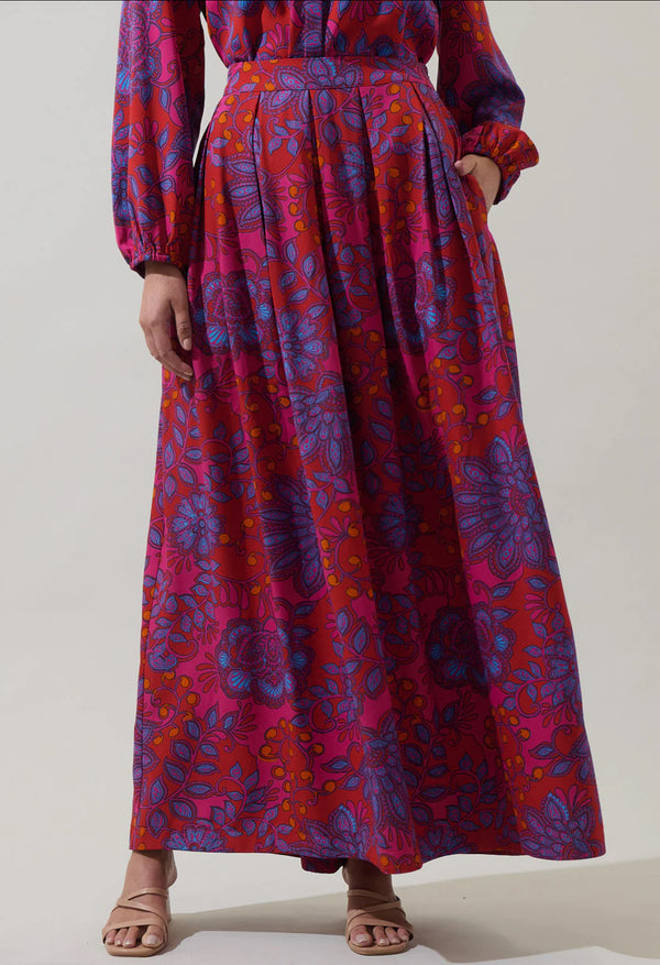 Darret Floral Lucie Pleated Maxi Skirt