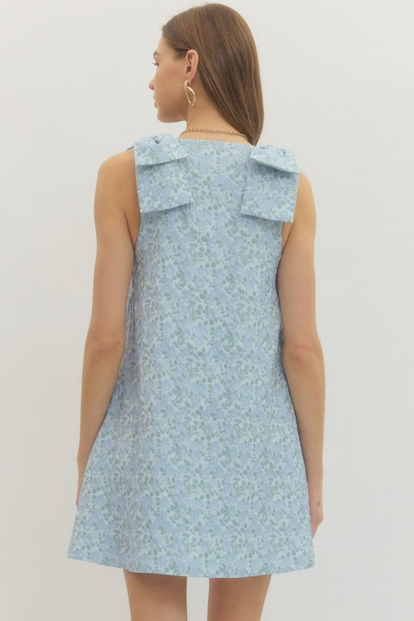 Blue Floral Sleeveless Mini Dress