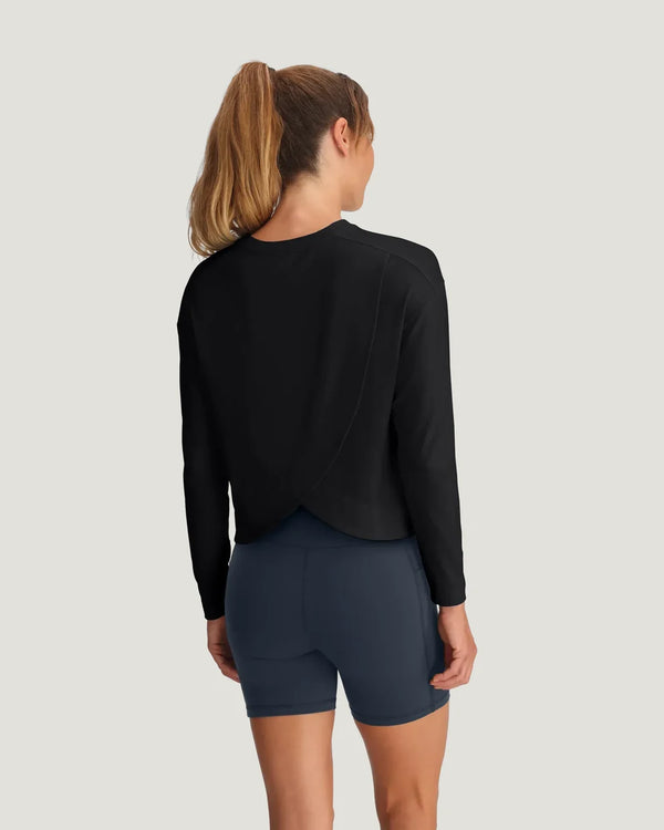 Women's Bamboo Shade Crossover Long Sleeve - Black