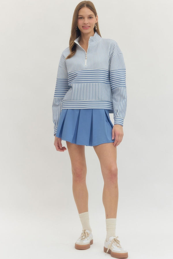 Blue Pleated Skirt w Shorts Underlayer