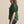 Green Puff Sleeve Top w Contrast Collar and Front Trim