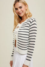 Striped Crochet Sweater Cardigan