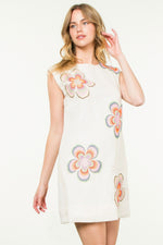 Sleeveless Floral Embroidered Dress