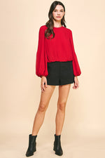 Pleated Woven Top - Red