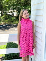 Pink Floral Lace Dress with Bow