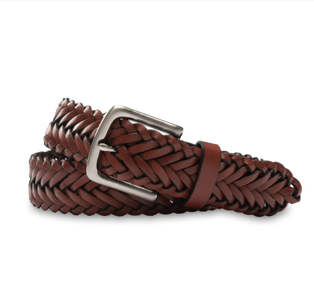 Braided Leather Belt: Brown