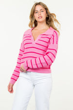 Striped Textured Knit Sweater