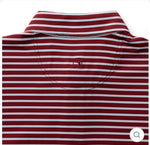 Long Drive Stripe Performance Polo: Deep Red