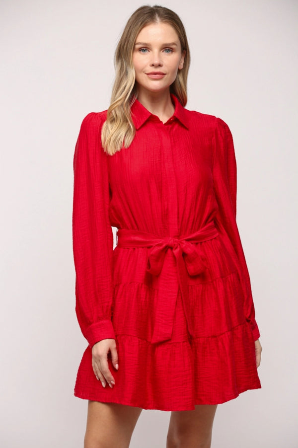 Front Button Tiered Dress