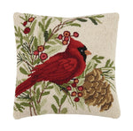 Winter Cardinal Hook Pillow - Christmas