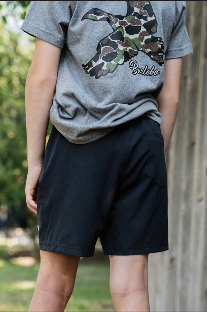 Youth Athletic Shorts - Black - Throwback Camo Liner