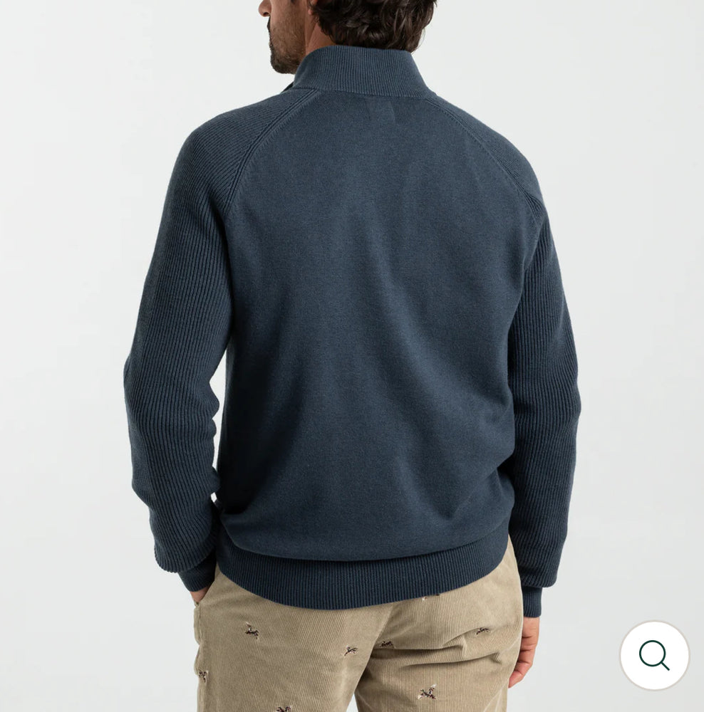 Copeland Merino 1/4 Zip Sporting Sweater: Graphite Blue