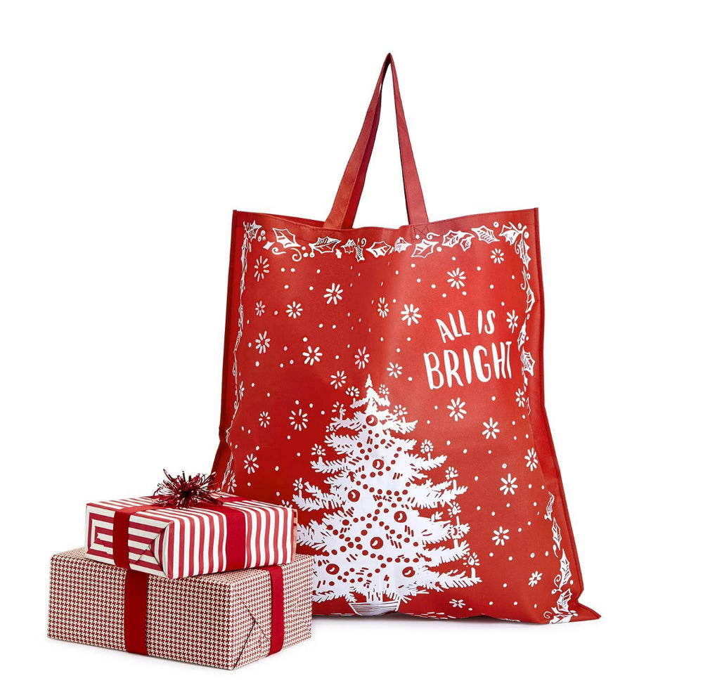 All Is Bright" Oversized Christmas Tote Gift Bag with To/From Tag