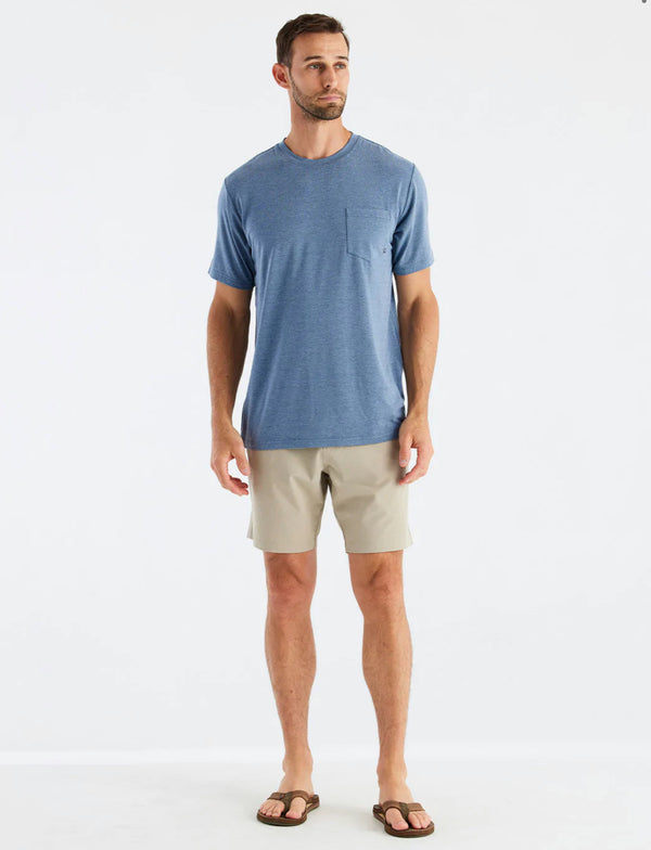 Men's Bamboo Flex Pocket Tee: Heather Deepwater