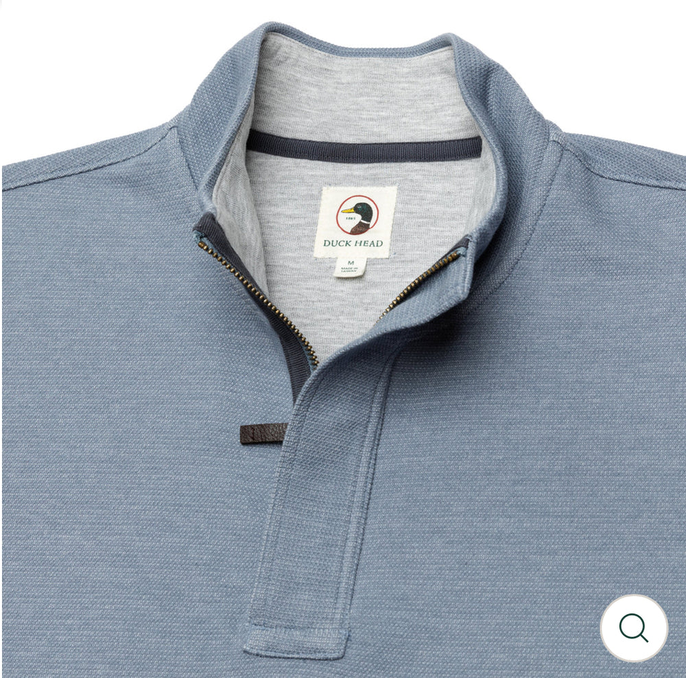 Bearing Pique Performance 1/4 Zip Pullover: Stone Blue