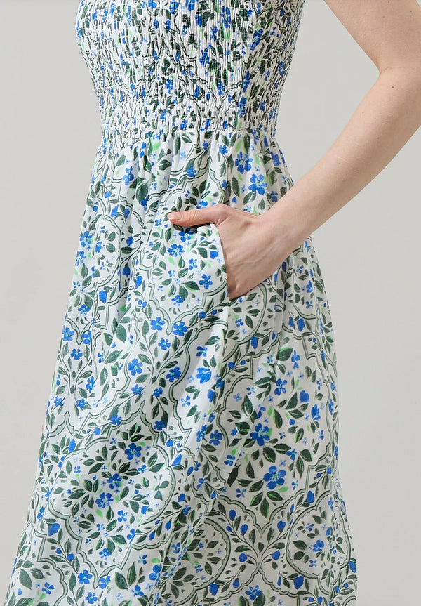 Hilo Floral Cecil Smocked Midi Dress