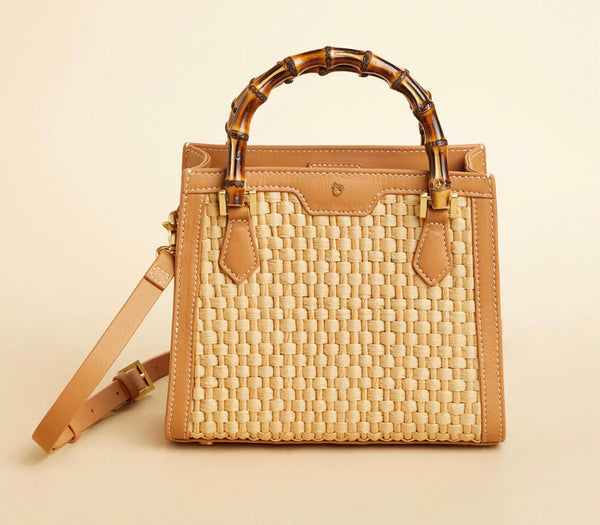 Bamboo Straw Satchel Pecan
