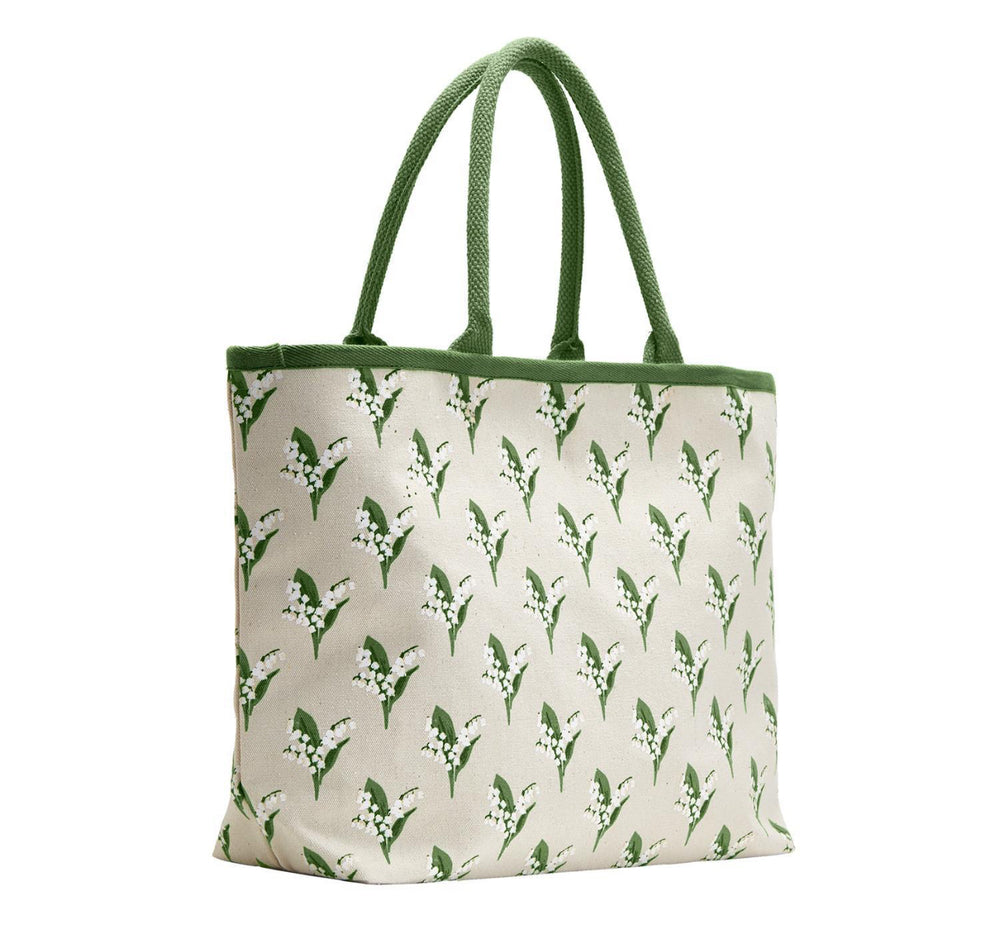 LILY OF THE VALLEY TOTE BAG WITH COTTON WEBBING HANDLES