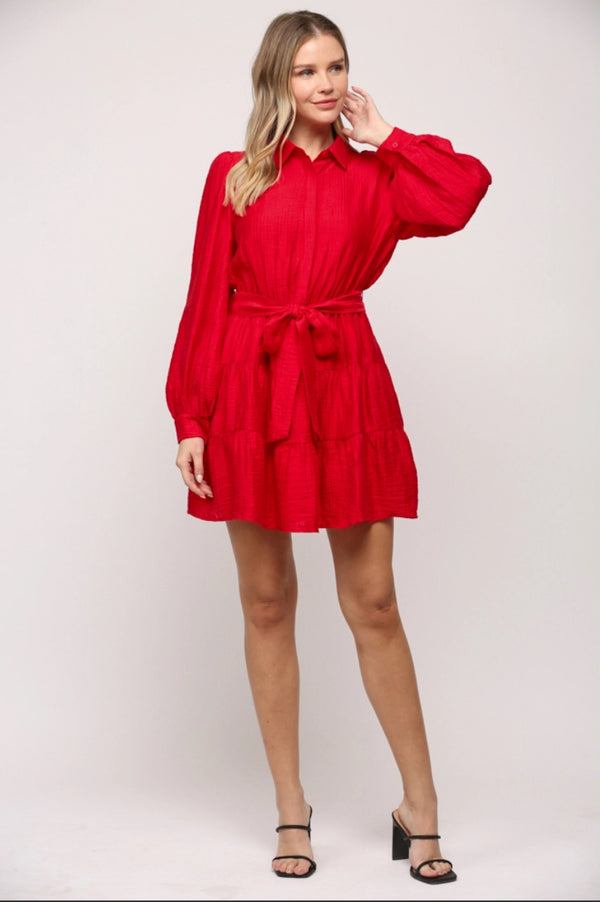Front Button Tiered Dress